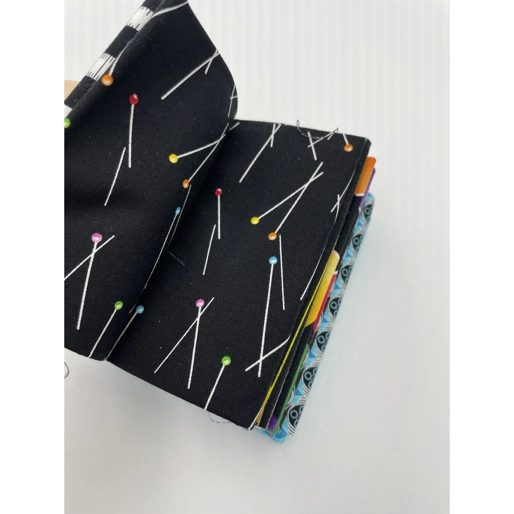 Benartex Sewing Prints 10 Fat Quarters Cotton Fabric Blues Black - New‎ Bundle